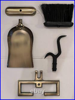NEW Bennett-Ireland Vintage Fireplace Tools- 3 Pc Set & Stand Antique Brass