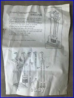 NOS! Vintage Solid Brass Duck Head Fireplace Tool Set 5 Piece 4 Tools & Stand