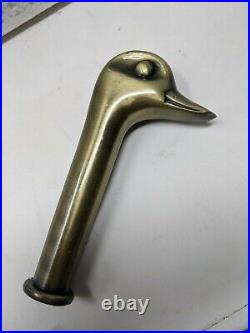 NOS! Vintage Solid Brass Duck Head Fireplace Tool Set 5 Piece Tools & Stand