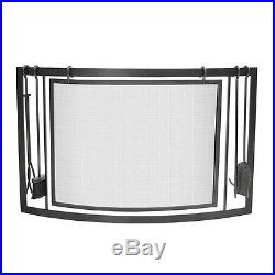 Napoleon Black Curved Fireplace Screen/ Tool Set