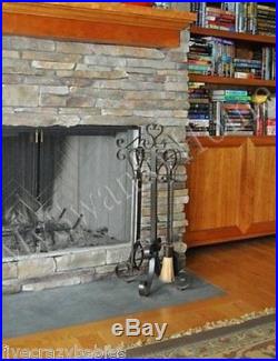 Neiman Marcus OLD WORLD Iron FIREPLACE TOOL SET Scroll Hearth Fire Antiqued