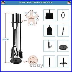 Neoclassic 5piece Fireplace Tool Set Black Round Base