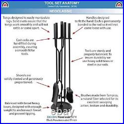 Neoclassic 5piece Fireplace Tool Set Black Round Base