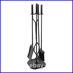 Neoclassic 5piece Fireplace Tool Set Black Square Base