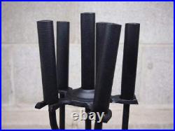 Neoclassic 5piece Fireplace Tool Set Black Square Base