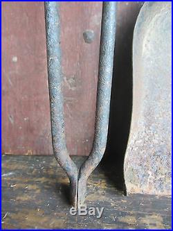 New England Federal Era Handmade Wrought Iron Fireplace Tool Set 1780-1820