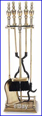 New Fireplace Tools 5 Piece Fire Tool Set with Brass Stand Poker Shovel Brush