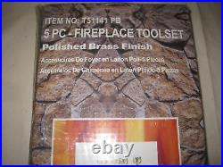 New Sealed (2001) Sears 5 Piece Polished Brass Fireplace Toolset 40126