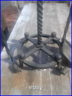 ORNATELY TWISTED HAND WROUGHT IRON 35Tal x12 FIREPLACE TOOL STAND SHOVEL POKER