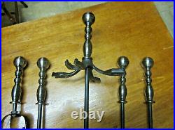 Old Antique Victorian Style Tall Fireside Companion Set 4 Tools Nice Handles