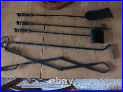Old Vintage Wilshire Ornate Cast Iron 6 Piece Fire Place Tool Hearth Set