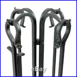 Pilgrim 5 Piece Forged Hearth Fireplace Tools Matte Black