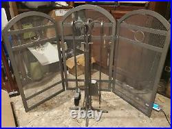 Pilgrim 5 Piece Forged Hearth Fireplace Tools and Fireplace Screen