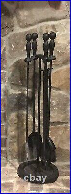 Pilgrim 5 Piece Large Hearth Fireplace Tool Set Vintage Iron, Heavy Duty