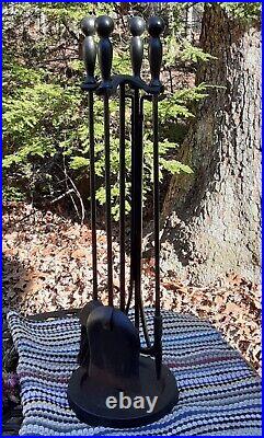 Pilgrim 5 Piece Large Hearth Fireplace Tool Set Vintage Iron, Heavy Duty