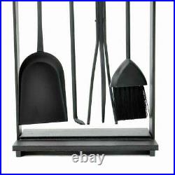 Pilgrim 5 Piece Modern Fireplace Toolset Matte Black