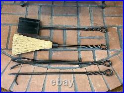 Pilgrim 5 Piece Soldiered Row Fireplace Toolset Vintage Iron Woodstove Tools