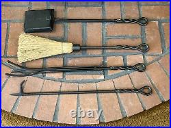 Pilgrim 5 Piece Soldiered Row Fireplace Toolset Vintage Iron Woodstove Tools