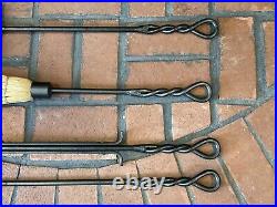 Pilgrim 5 Piece Soldiered Row Fireplace Toolset Vintage Iron Woodstove Tools