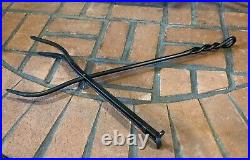 Pilgrim 5 Piece Soldiered Row Fireplace Toolset Vintage Iron Woodstove Tools