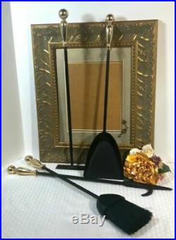 Pilgrim Black Matt Fireplace tool set with Brass handles set with 4 pieces HEAVY