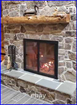 Pilgrim Forged Iron Fireplace Tool Set 28, Warm Matte Black
