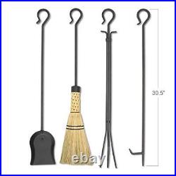 Pilgrim Forged Iron Fireplace Tool Set Black 33, Tall