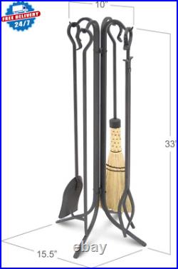 Pilgrim Forged Iron Fireplace Tool Set Black 33, Tall