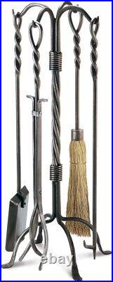 Pilgrim Home Hearth 18009 31 Twisted Iron Rope Fireplace Tool Set, Vintage Iron