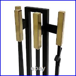 Pilgrim Home and Hearth Modern Fireplace Tool Set, Black and Brass
