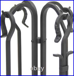 Pilgrim Home and Hearth Pilgrim Forged Iron Fireplace Tool Set Black 33, Tall