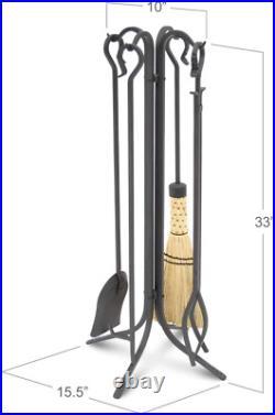 Pilgrim Home and Hearth Pilgrim Forged Iron Fireplace Tool Set Black 33, Tall