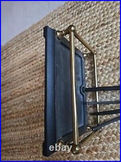 Pilgrim Mid-Century Modern Brass Iron Fireplace Tool Set 4 Peice stand USA Rare