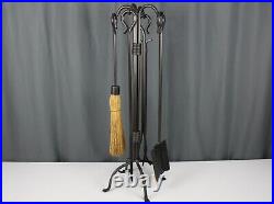 Pilgrim hand forged iron hearth fireplace tool set, art & crafts / lodge style