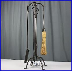 Pilgrim hand forged iron hearth fireplace tool set, art & crafts / lodge style