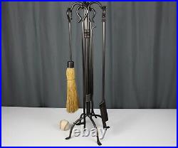 Pilgrim hand forged iron hearth fireplace tool set, art & crafts / lodge style