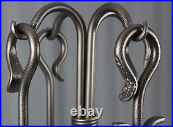 Pilgrim hand forged iron hearth fireplace tool set, art & crafts / lodge style