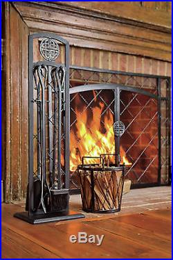 Plow & Hearth 4 Piece Steel Fireplace Tools Set
