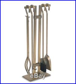 Plow & Hearth Sinclair 4-Pc. Brushed Brass Fireplace Tool Set