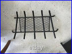 Plow and Hearth fireplace set with screen, grate, wood rack and 4pc tool set