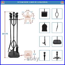 Plymouth 5-Piece Fireplace Tool Set, Square Base