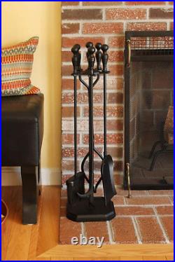 Plymouth 5-Piece Fireplace Tool Set, Square Base