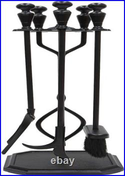 Plymouth 5-Piece Fireplace Tool Set, Square Base