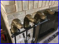 Pottery Barn Golden Retriever Fireplace Tool Set Stand Ken Fulk Dog Rack 5pc NIB