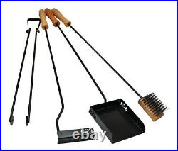 Premium Fireplace BBQ Pit Tools Set Fire Poker, Tong, Brush and Shovel Included