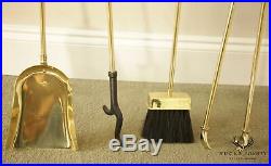 Quality Set Brass Colonial Style Fireplace Tools