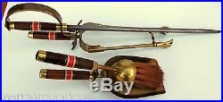 Rare Antique 1900's Luxurious Sword Shaped 4 Pieces Fireplace Tool Set. French