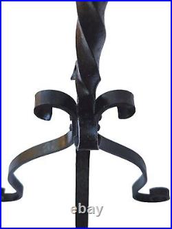 Rare Antique Arts & Crafts Era Cast Iron Fireplace 3 Piece Fireplace Tool Stand