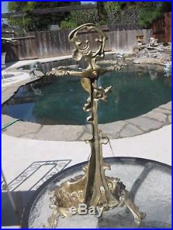 Rare Antique Baroque Fireplace Stand Set withTools(2) Hunting Rifle Dog Horn Game