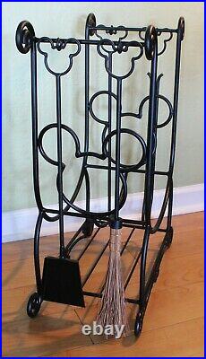 Rare! Disney Mickey Mouse Hearth and Home Wrought Iron fireplace tool & log set